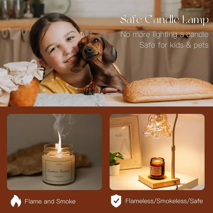Lampe chauffe-bougie avec minuterie: lampes à bougies en or à fleurs
