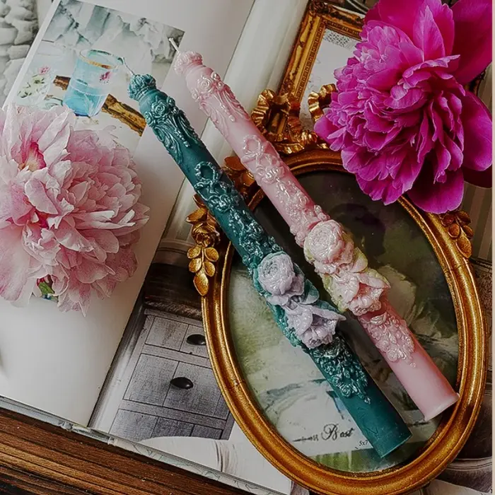 Bougies longues romantiques pour chandeliers