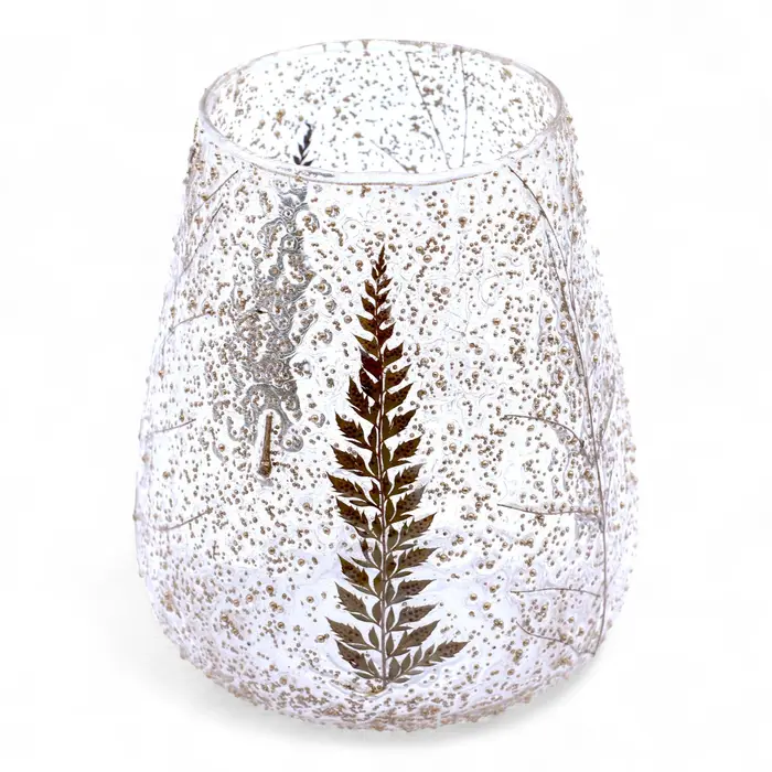 Natural Floral Glass - Large Bowl Candle Holder - Pino - (15x12cm)