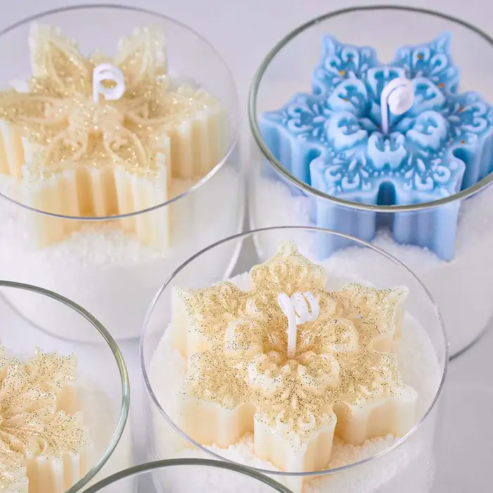Moule à bougie en Silicone flocon de neige de noël, bricolage, savon fait à la main, aromathérapie, gypse, résine, artisanat, fournitures de décoration pour fête de noël à domicile