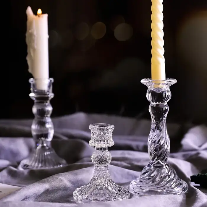 Bougeoirs rétro en verre Transparent