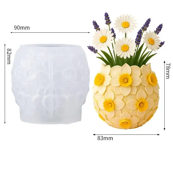 Moule en silicone DIY 3D pour pot de fleurs Narcisse, pour bougies parfumées, artisanat créatif et p