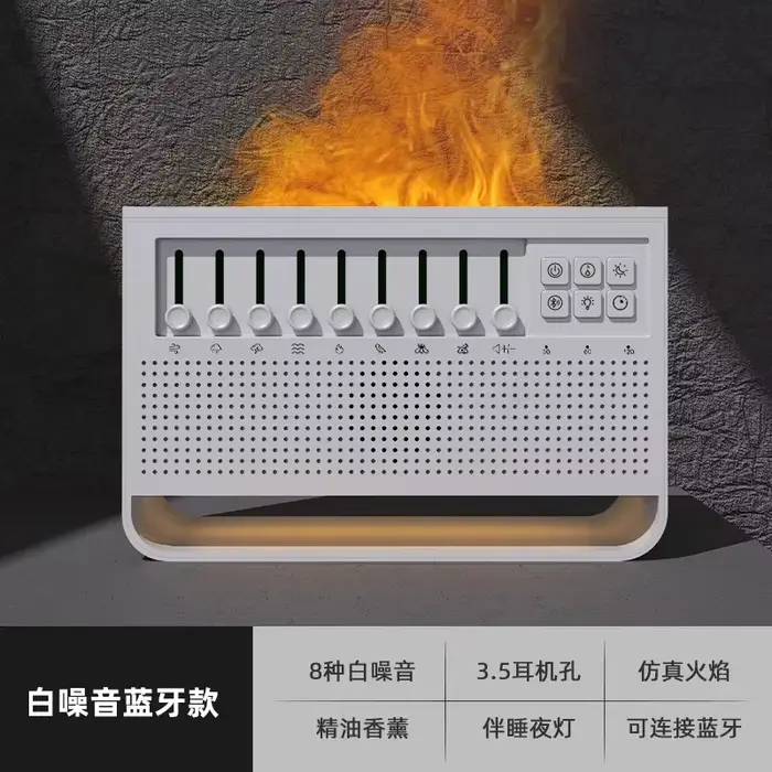 Diffuseur de flamme de bureau, humidificateur USB à bruit blanc, relaxation, diffuseur d'arôme avec 