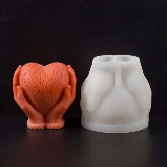 Nouveau moule décoration de la maison Ins main tenant en forme de coeur bougies moules plâtre saint valentin Totem