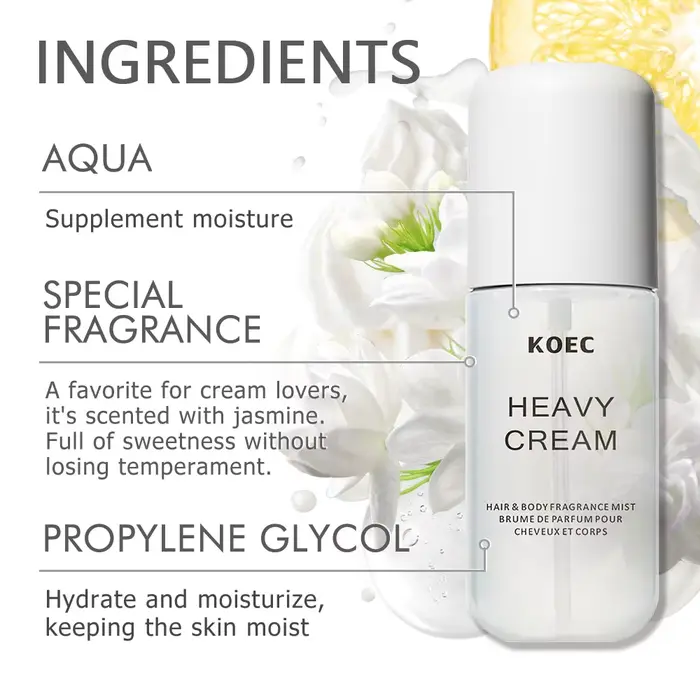Crème lourde KOEC hydratante et parfumée aux notes de jasmin, vanille, citron et sucre pour femmes occasions spéciales
