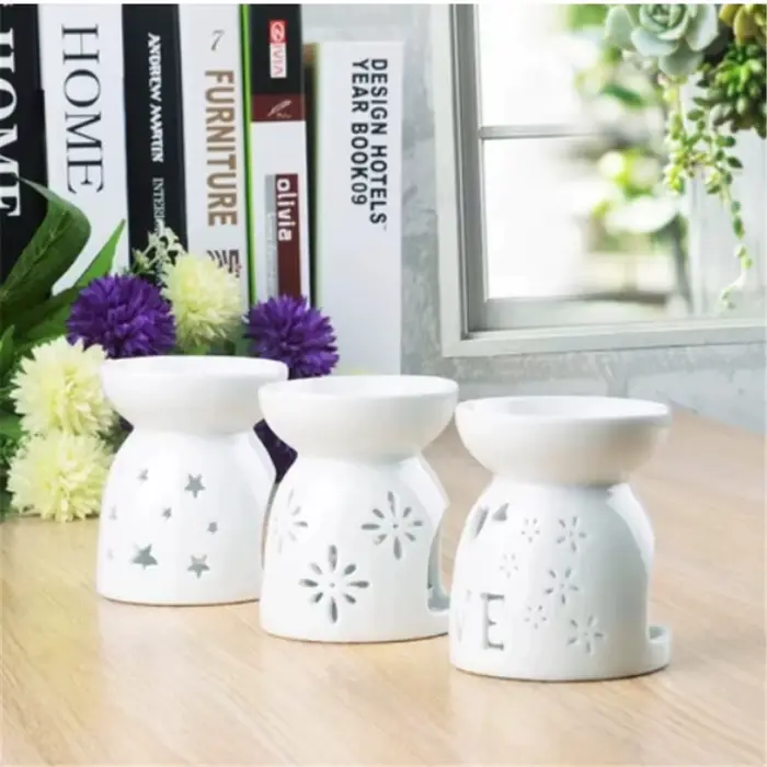 Brûleur d'huiles essentielles et diffuseur de parfum en céramique pour bougies chauffe-plat