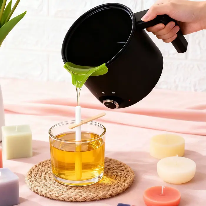 Pot de fusion de cire de 1,5 l, dispositif de fusion de cire de bougie, réglage de la température à 3 niveaux, électrique antiadhésif, fabrication de bougies