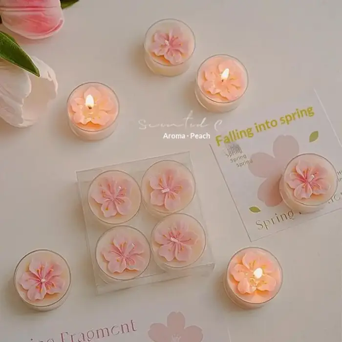 Bougie artisanale parfumée à la fleur de pêcher, cire de soja pour aromathérapie, décoration de mariage, anniversaire et événements spéciaux