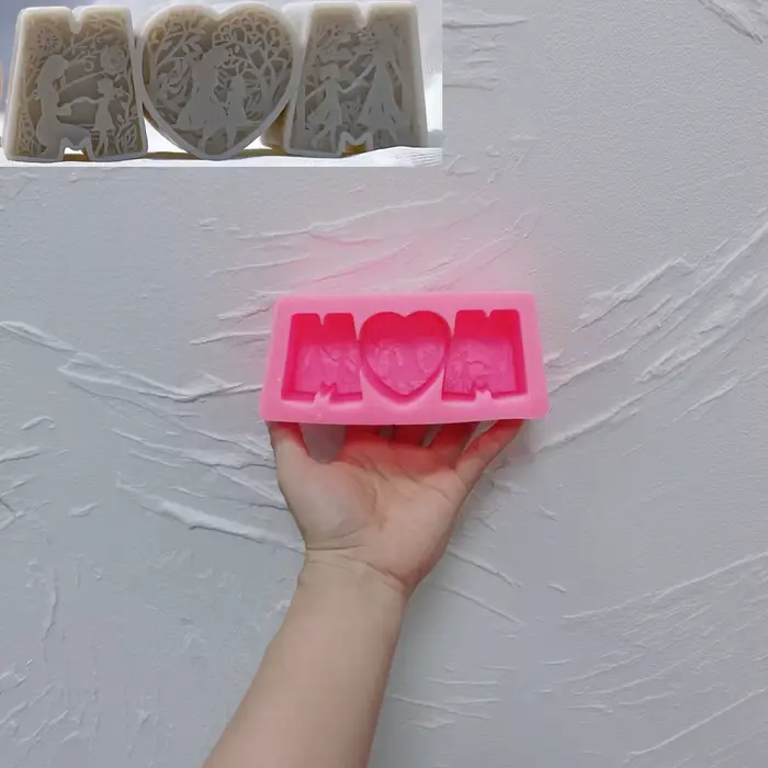Moule à bougie en Silicone pour papa maman, lettre MAM, cire de soja, cadeau de fête des pères, déco