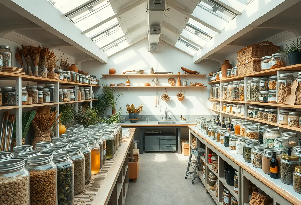 Atelier de fabrication de bougies avec herbes sèches et huiles essentielles