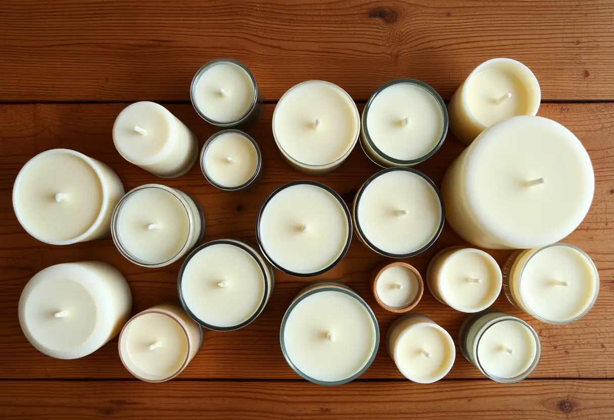 Bougies de soja naturelles en arrangement