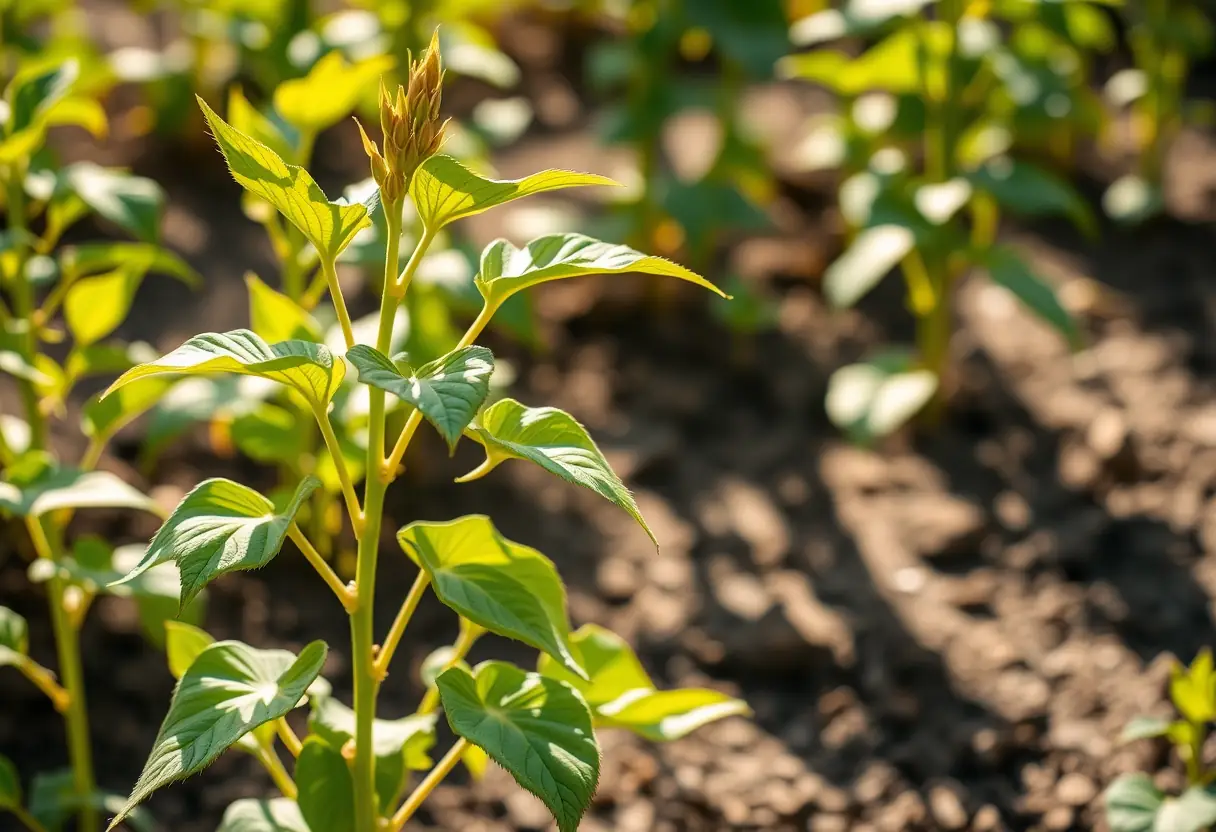 Plante de soja dans un jardin ensoleillé