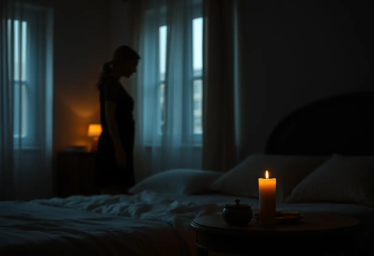 Silhouette d'une personne près d'une bougie vanillée sur une table de chevet, guide pour un intérieur parfumé