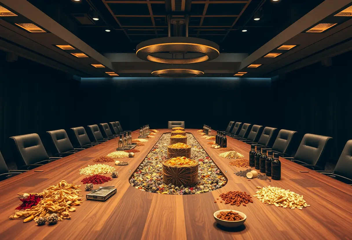 Tableau de conférence rempli d'ingrédients pour parfums