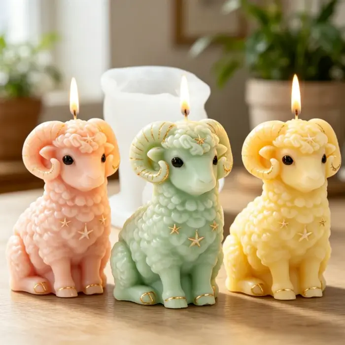 Moule en silicone Agneau étoilé pour cire de soja, savon, résine, décoration intérieure et cadeaux d'occasion spéciales berbères