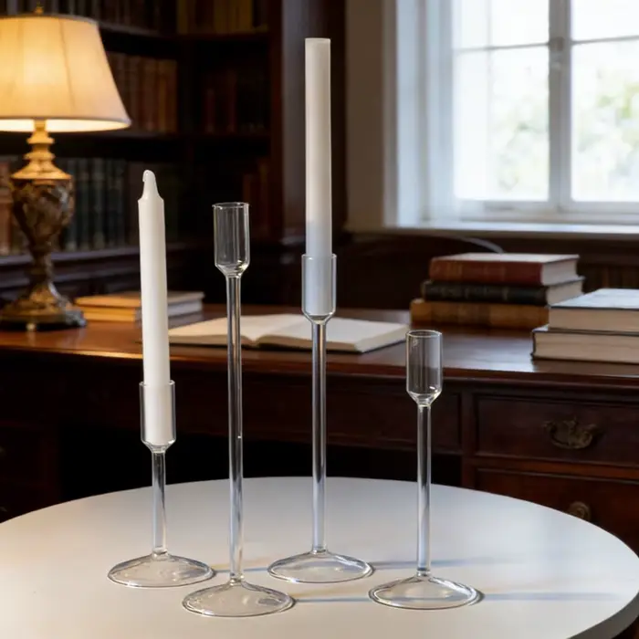 Porte-bougie en verre transparent de style minimaliste nordique