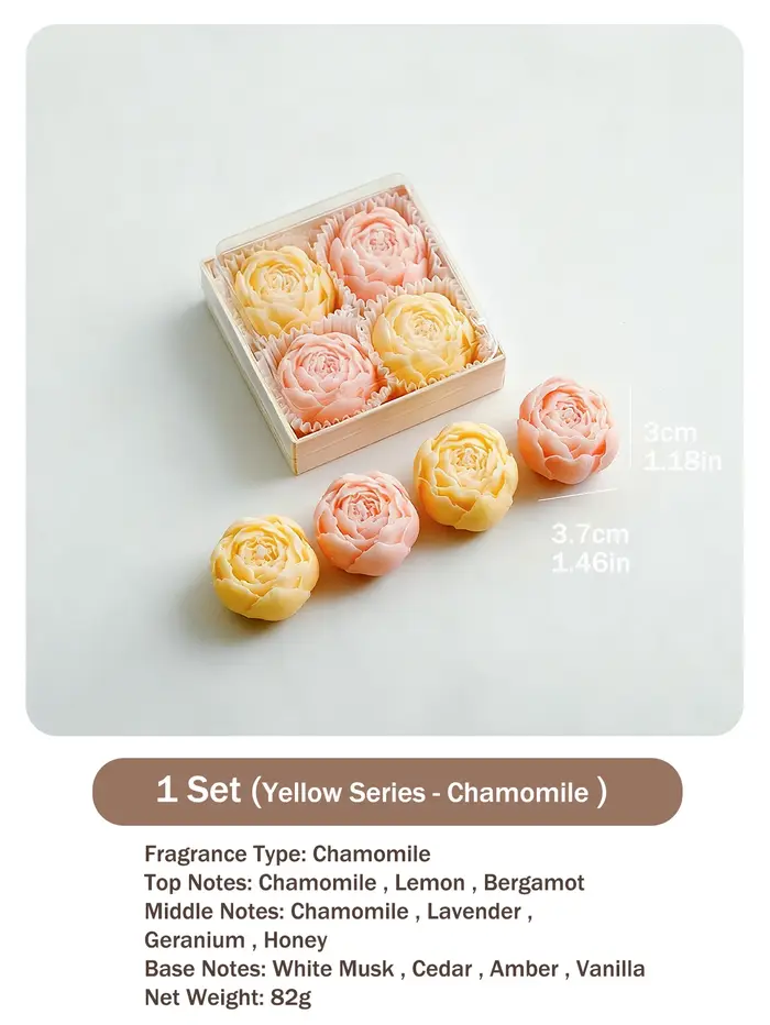 Coffret cadeau de 4 bougies parfumées à la rose, faites à la main, décoration élégante pour la pièce
