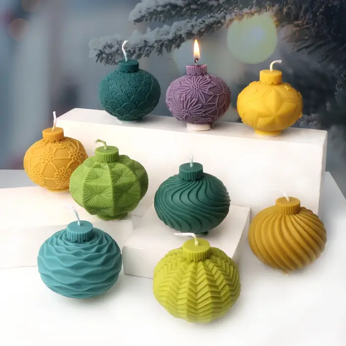 Moule à bougie boule géométrique en silicone pour décoration de maison et bricolage, boule de Noël, Saint-Valentin, illumination festive et romantique