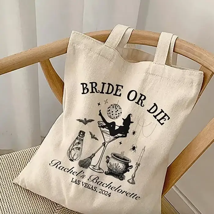 Grand sac à cadeaux personnalisé pour fête d'enterrement de vie de jeune fille, sac cadeau pour fête prénuptiale d'halloween, accessoire de mariage pour demoiselles d'honneur
