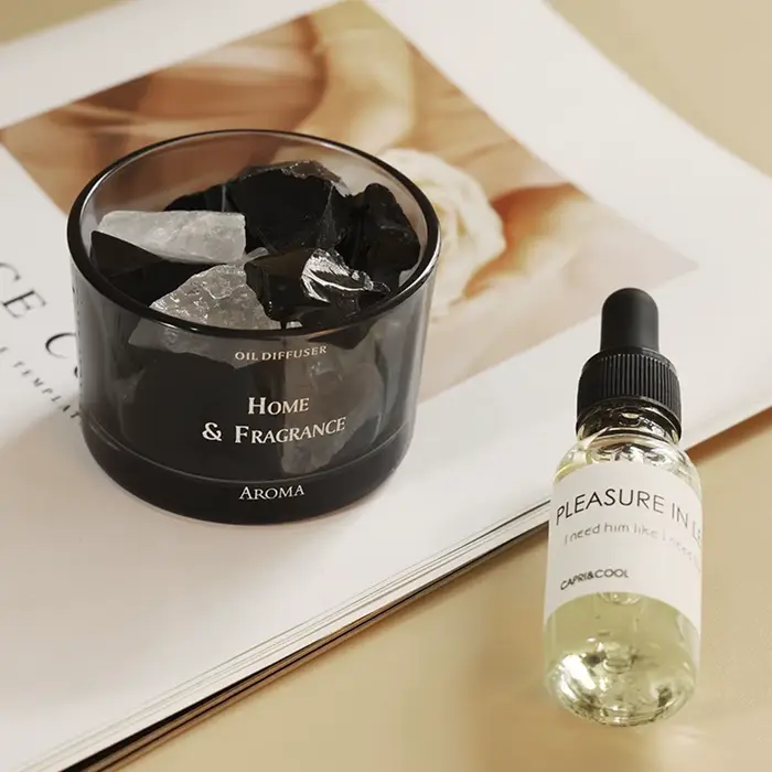 Diffuseur d'huiles essentielles avec roches de cristal naturel, diffuseur passif avec cristaux de gu