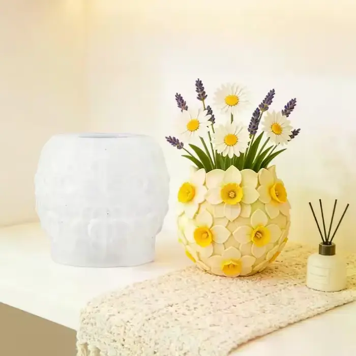 Moule en silicone 3D pour pots de fleurs Narcisse, moule DIY pour bougies parfumées
