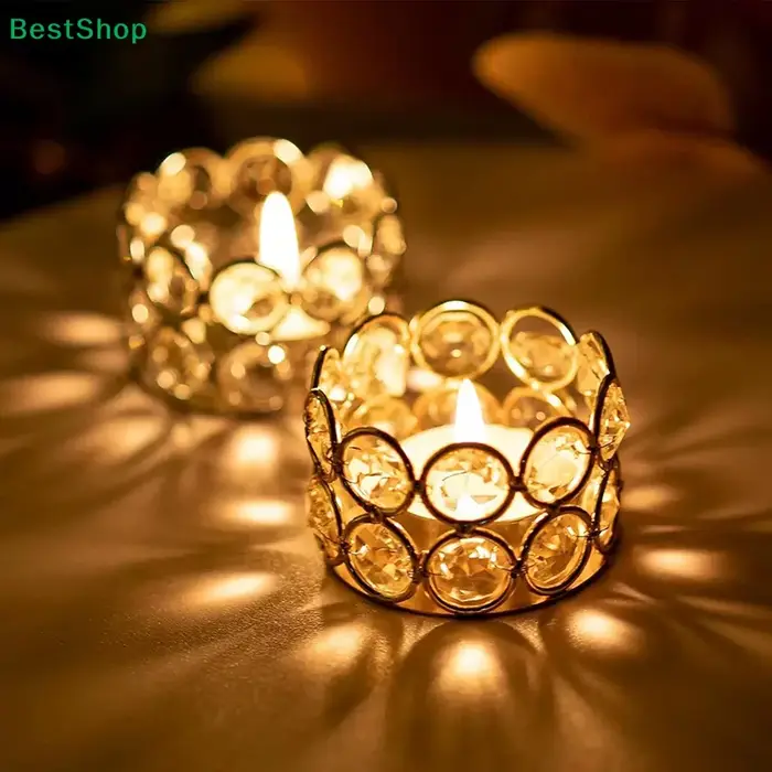 ❄ Porte-bougie en cristal doré