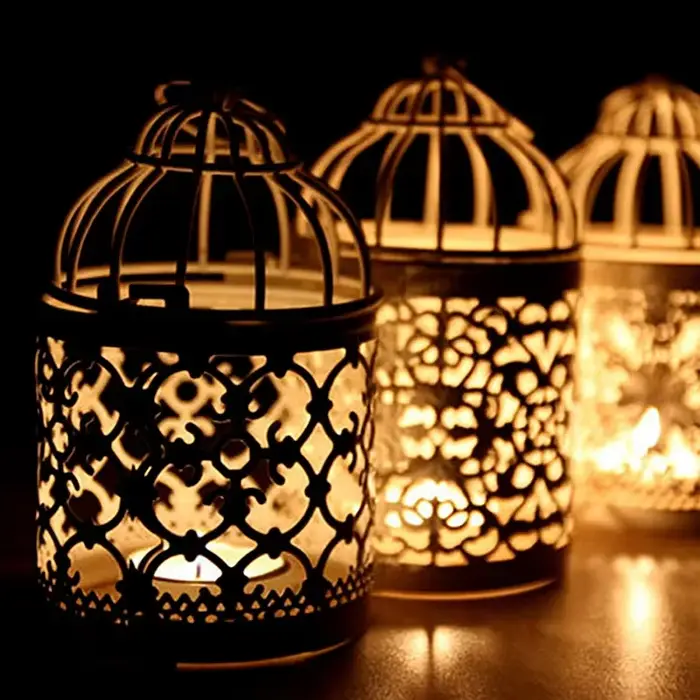 Bougeoir Cage à oiseaux rétro Vintage romantique creux suspendus chandeliers créatif décoration de la maison artisanat accessoires de mariage cadeau