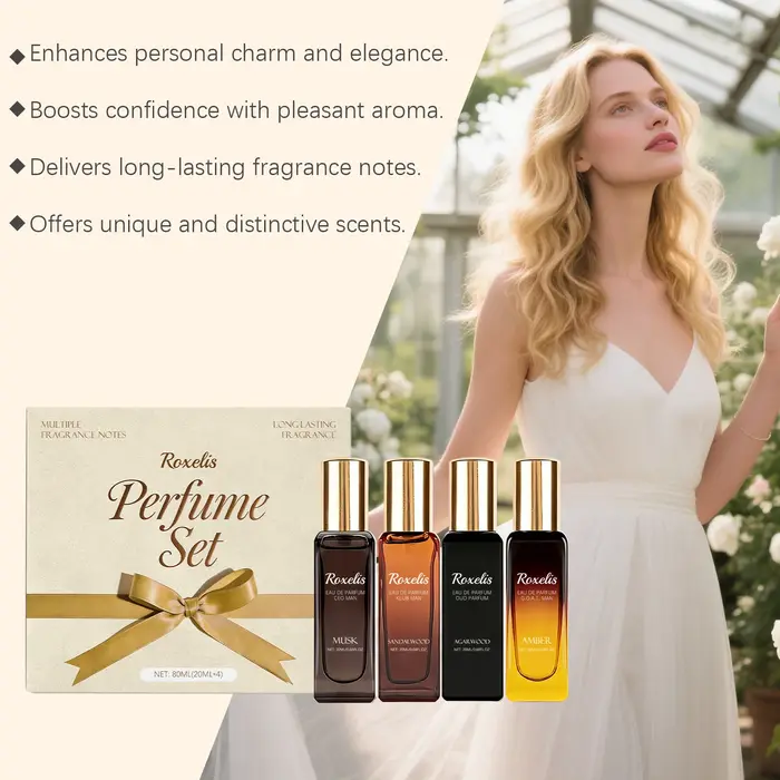 Coffret cadeau de parfums de luxe Roxelis avec plusieurs senteurs naturelles