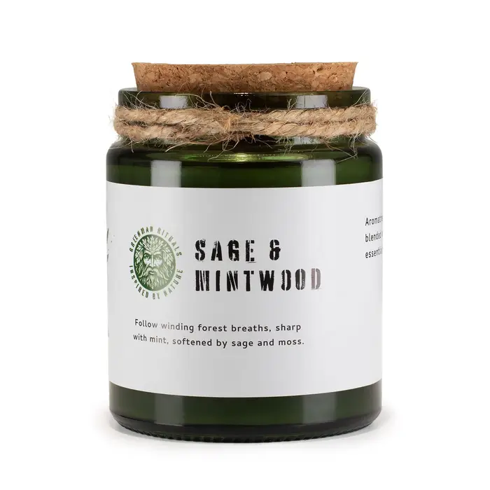 Greenman Woodwick Soy Candle - Sage & Mintwood