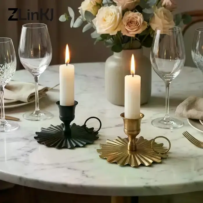 Chandelier de style européen pour la Saint-Valentin, porte-bougie rétro à tête unique, support de bougie conique