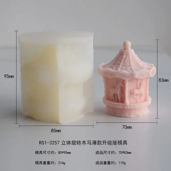 Moule en Silicone carrousel 3D, bougie d'aromathérapie, plâtre, ornements de modélisation faits à la