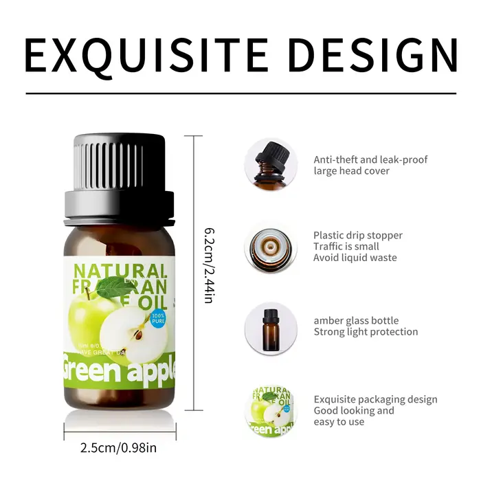 Huile parfumée à l'essence de pomme verte 10 ml