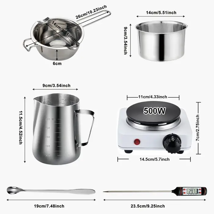 Kit d'outils d'artisanat de bougies à bricoler soi-même avec plaque chauffante de fusion de cire