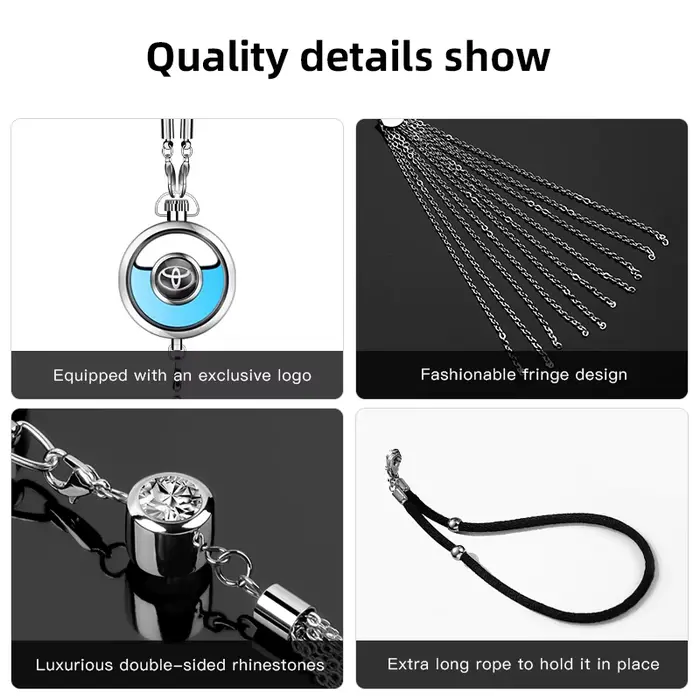 Pendentif de parfum de voiture en cristal Nobility pour Toyota TRD Gazoo Racing Prius Prado Avensis Verso Sienna Avalon Camry Fortuner Highlander Mark-X occasions spéciales parfum subtil et durable design élégant et personnalisable pour intérieur et extérieur