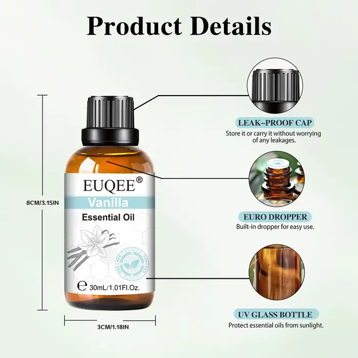 Huiles essentielles EUQEE 30ml pour aromathérapie, humidificateur, bougie parfumée, encens, patchouli, huile parfumée, bien-être et relaxation à offrir