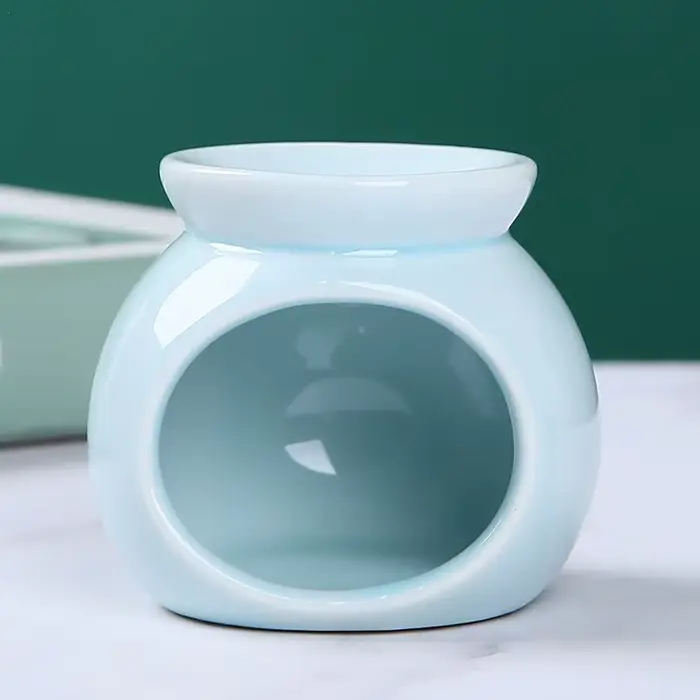 Brûleur d'arômes en porcelaine, mini porte-bougie, artisanat en céramique couleur unie, article de p