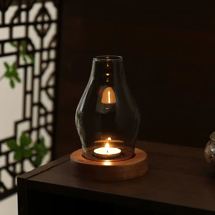Porte-bougies en verre, bougies coupe-vent, ornements d'art rétro de bureau, pour la maison, les hôtels, les gîtes, la décoration et l'aménagement