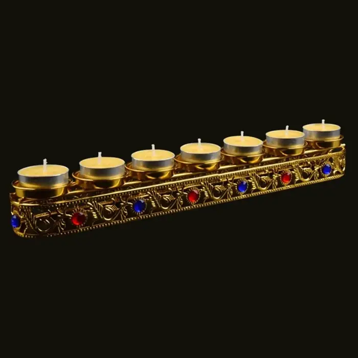 Présentoir de lampe à bougie avec pierres précieuses incrustées