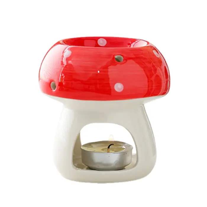 Bougeoir en forme de champignon mignon, poêle d'aromathérapie en céramique romantique, brûleur d'enc