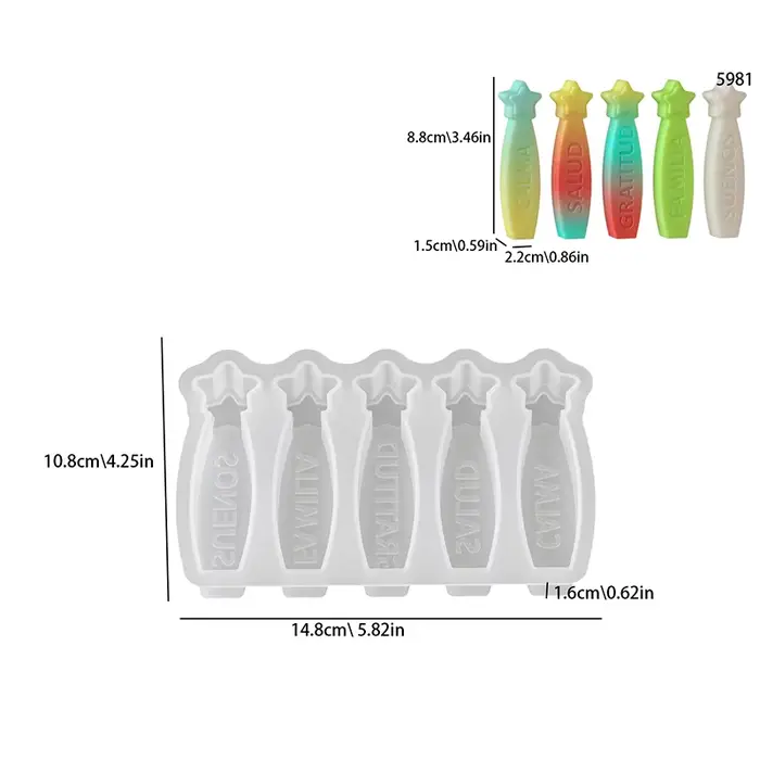 Moule à bougie Pentagramme 3D en forme d'étoile avec alphabet espagnol, pour bougies d'aromathérapie
