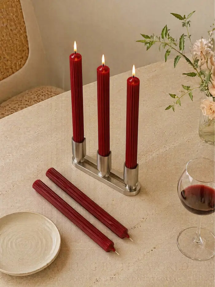 Ensemble de 4 bougies d'aromathérapie rouge vin de 25 cm