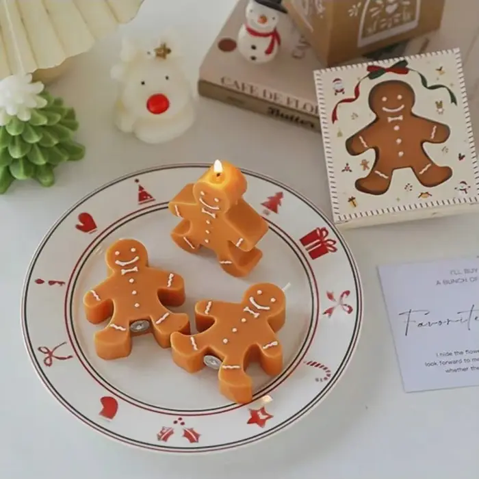 Bougie aromatique en forme de bonhomme en pain d'épices
