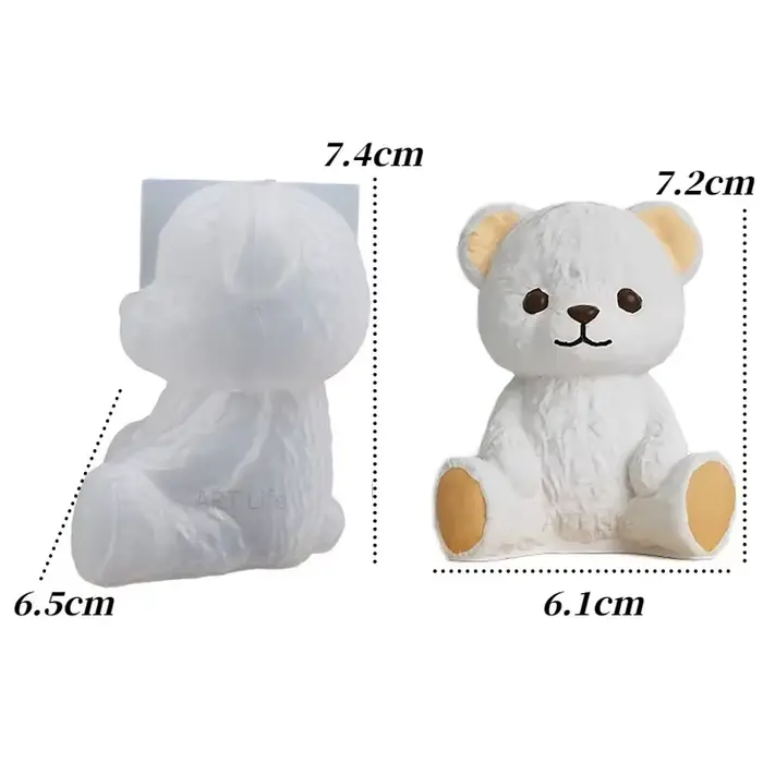 Moule à bougie en silicone ours en peluche souriant, moule à glaçons fait à la main, artisanat en ré