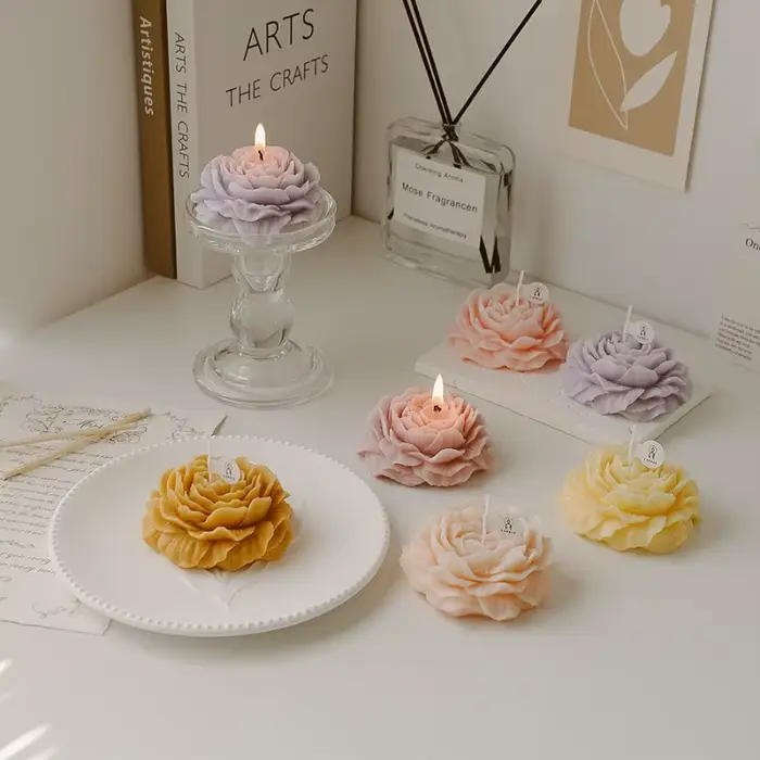 Bougie parfumée en forme de fleur de pivoine aromathérapie faite à la main pour décoration de la maison et relaxation chambre à coucher spa occasions spéciales