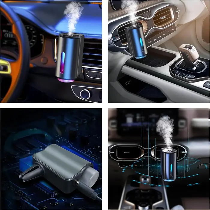 Diffuseur d'huile essentielle d'humidificateur pour voiture avec réglages multiples parfum océan pour trajets quotidiens et voyages