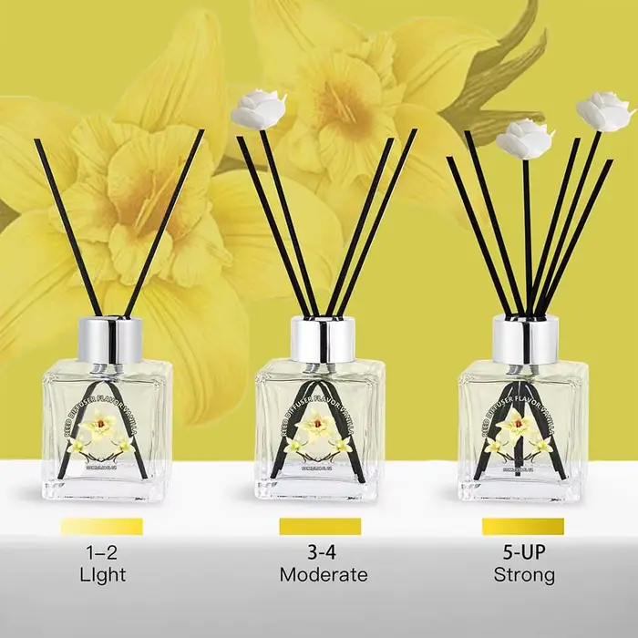 Diffuseur de roseaux de fleurs parfum vanille capacité 100ml couleurs bourgogne gris clair foncé lavande orange vert armée jaune kaki prune vert clair pour décoration intérieure spa salon thé bien-être maison