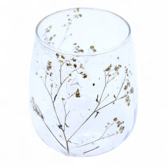 Natural Floral Glass - Vase Candle Holder - Margarita  - (12x11cm)
