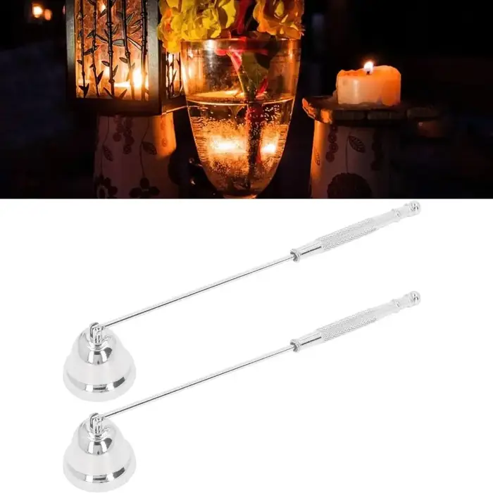 Extincteur à Bougie Antidérapant en Acier Inoxydable Design Cloche Éteignoir à Mèche Long Manche Pour Salon Restaurant Hôtel Café Occasions Spéciales