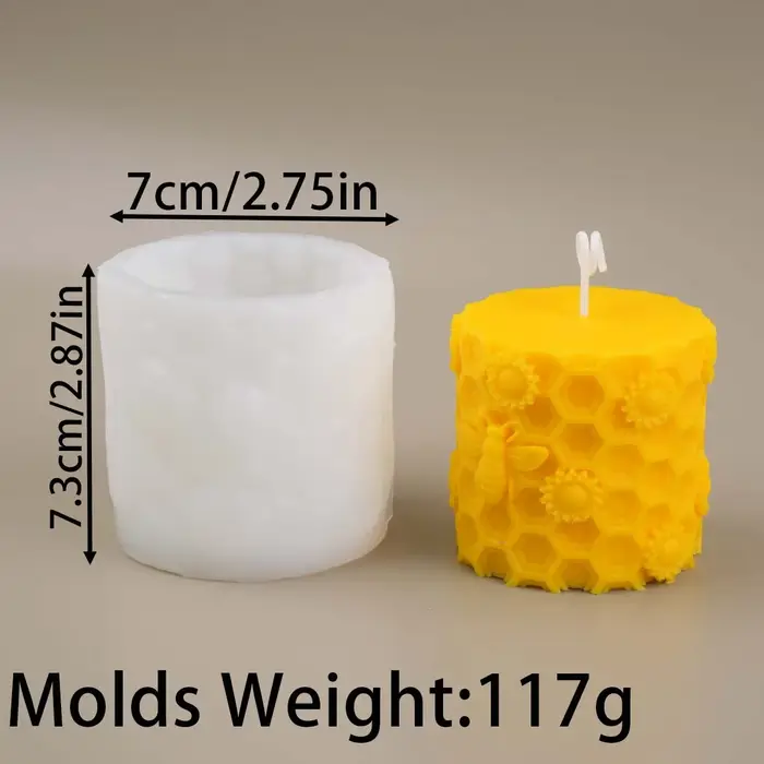 Moule en silicone 3D série nid d'abeille pour bougies, moules DIY cylindriques en forme de ruche pou
