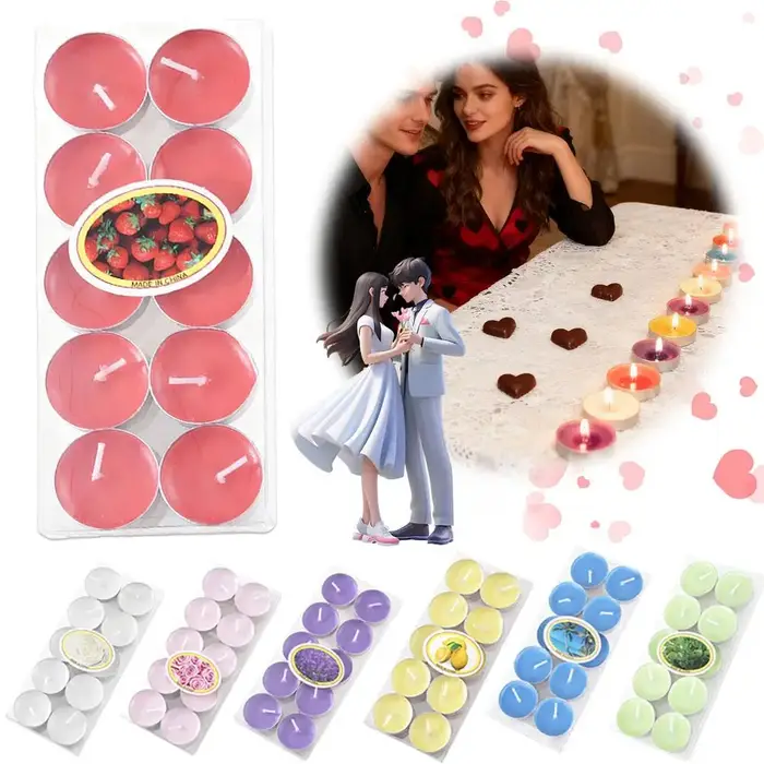Ensemble de bougies parfumées en aluminium pour couples romantiques et décoration de fête en blanc, rouge, rose, violet, jaune, bleu, vert